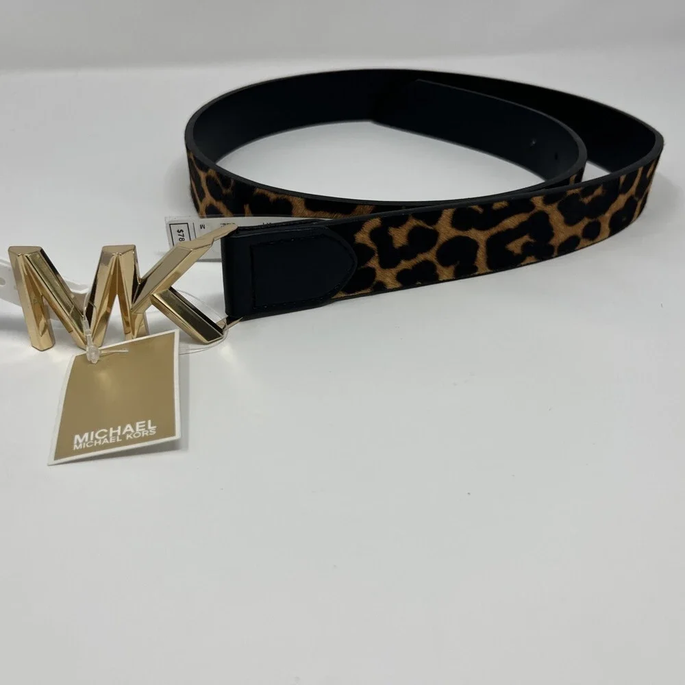 Michael Kors MK Haircalf Belt Women's Medium M 32mm Leopard New with Tags